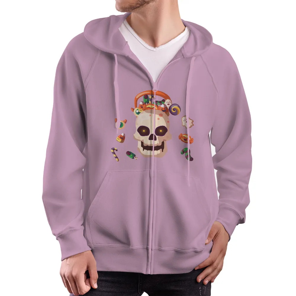 T-Shirts Design: Cheerful Skull Filled with Halloween Candy|vineyard vines halloween shirt 2022