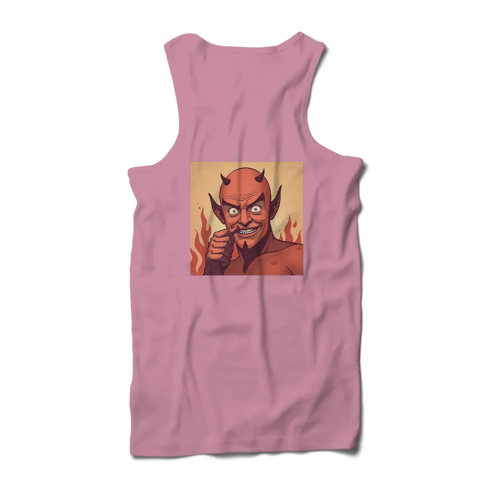 T-Shirts Custom: Devilish Humor | Mischievous Devil Design| devil with flames in background