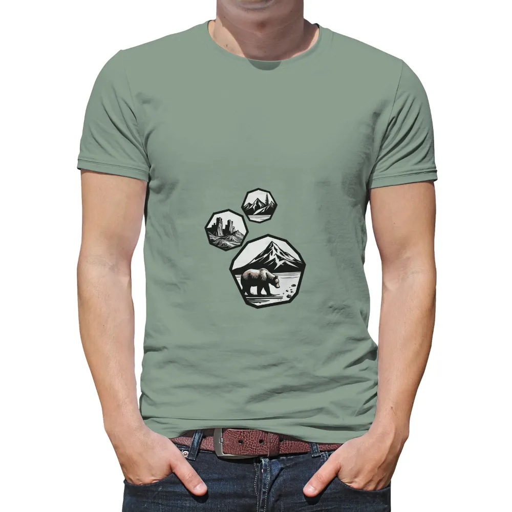 Tee Shirts Printed - Bear in Nature: Strength and Endurance|roblox t shirt black and white