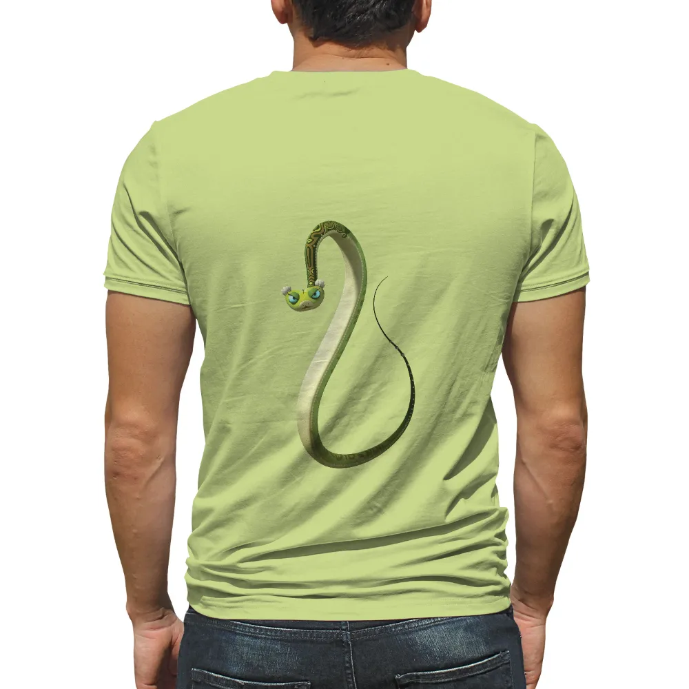 Graphic Tees: Serpentina's Tales - Nature's Wisdom in Artistic Design|bleached dark green shirt