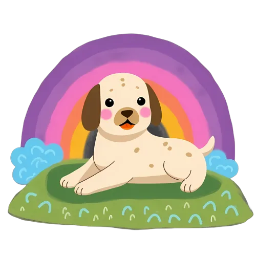 Graphic Tees: Max the Puppy Under the Rainbow - Artistic Designs