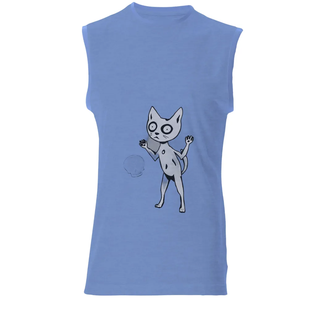 T-Shirts Pattern: Whisper the Ghostly Cat | Artistic Designs| Skull with heart-shaped eyes