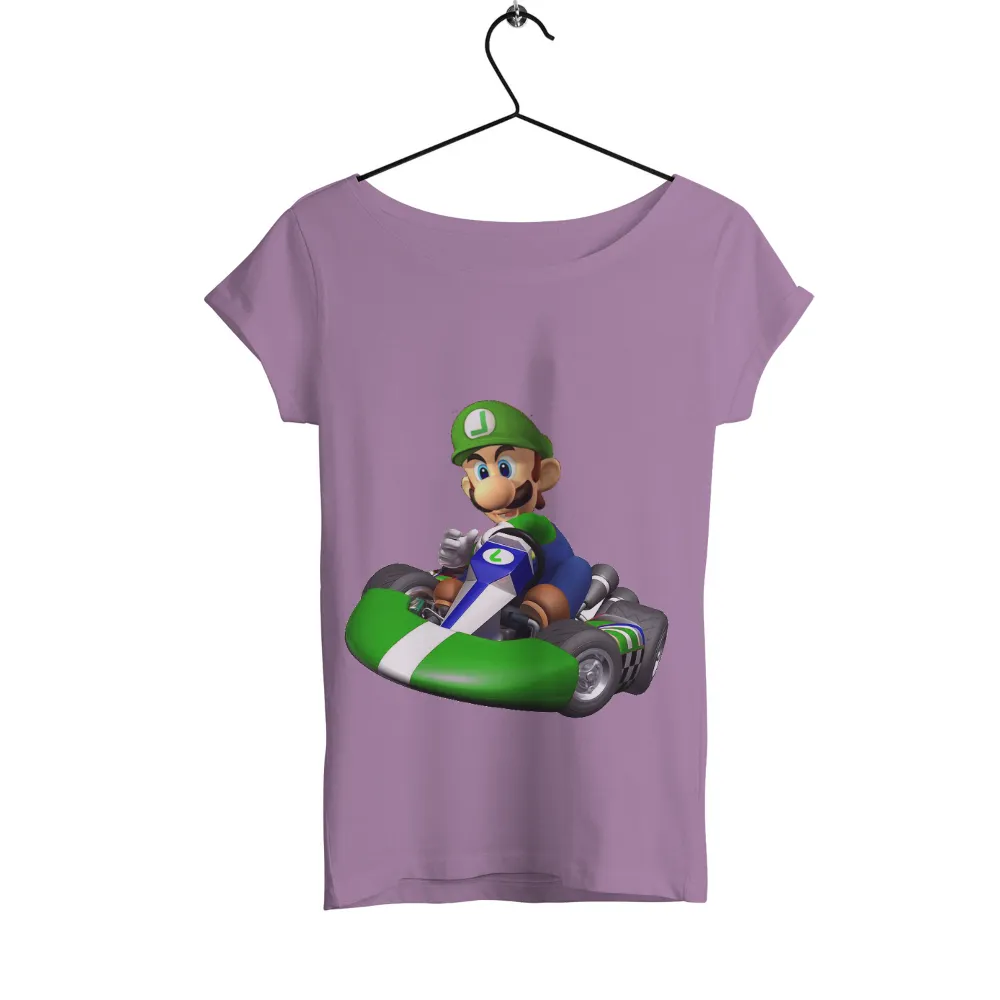 Luigi Go-Kart T-Shirt Printing - Gaming Fun|neon green graphic tees women's