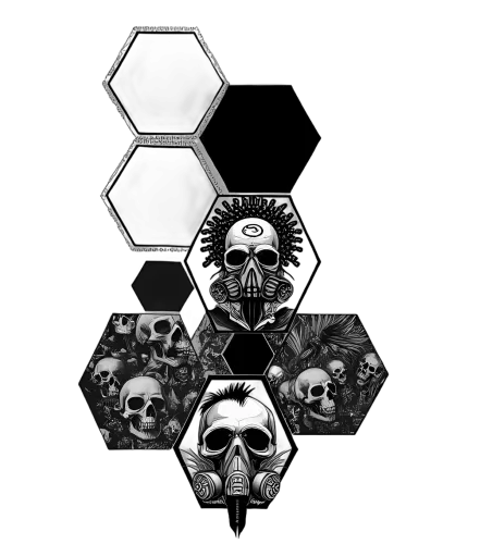 T-Shirts Pattern: Resilience in Dystopia - Skulls and Gas Masks