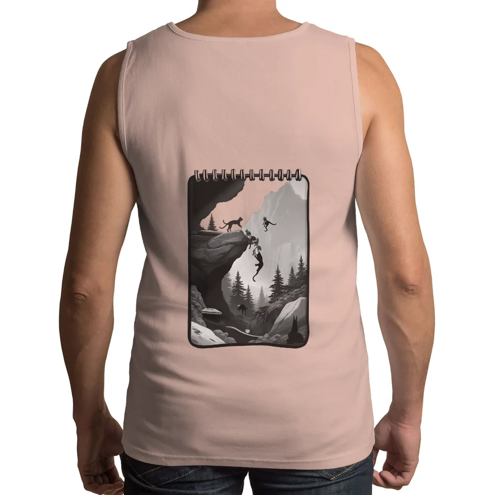 Custom Tee Shirts: Cats Climbing Cliff Adventure|ufo t shirts online