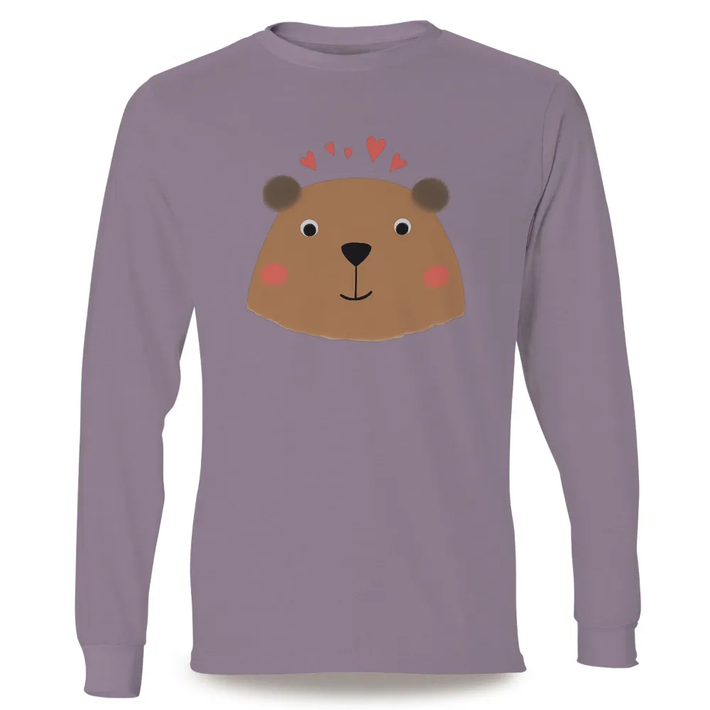 Shirts Graphic Tees: Whimsical Bear with Hearts - Joyful Childhood Nostalgia|cartoon graphic drop shoulder tee