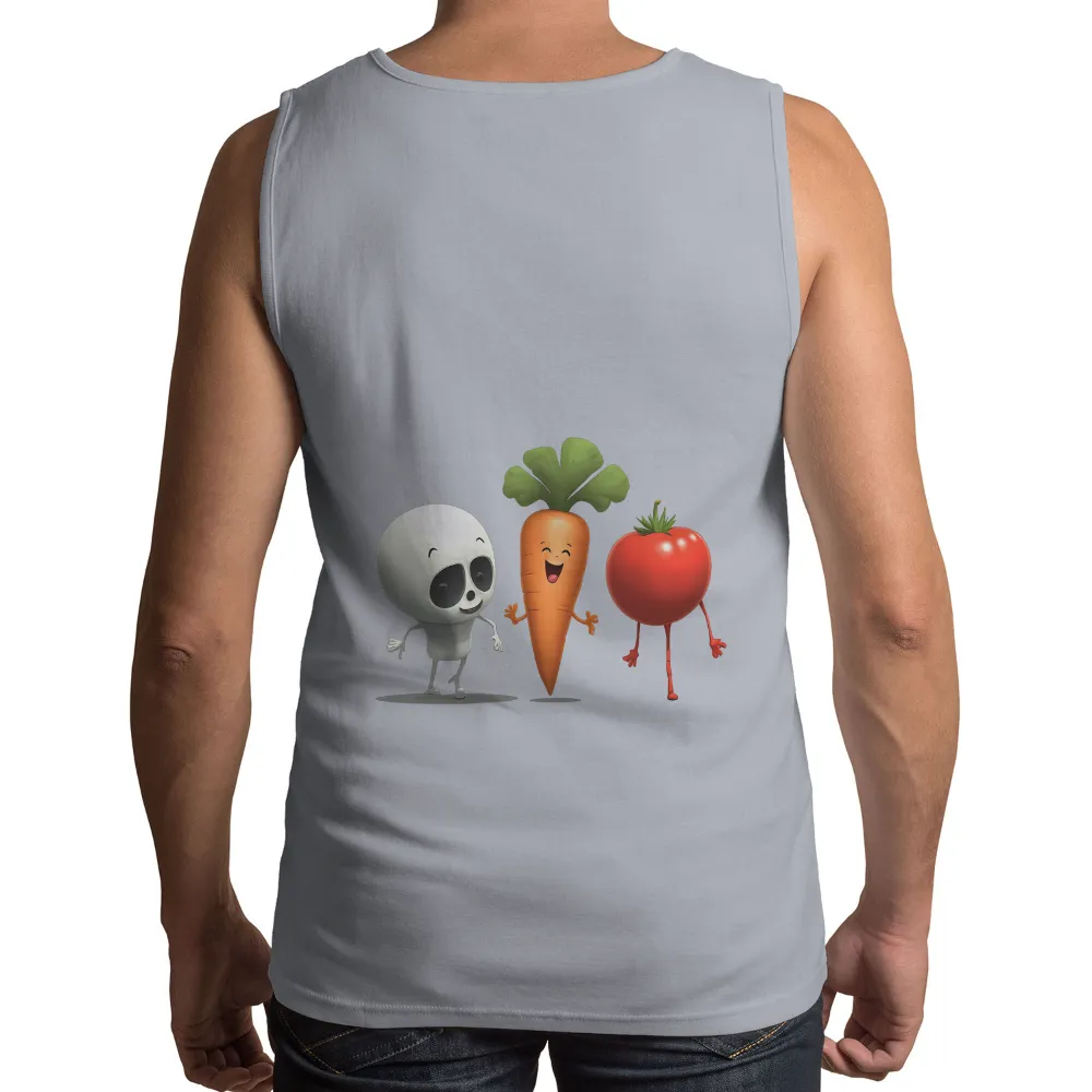 T-Shirts Design: Cheerful Vegetables and Fruits Embrace Friendship|banksy joy millward