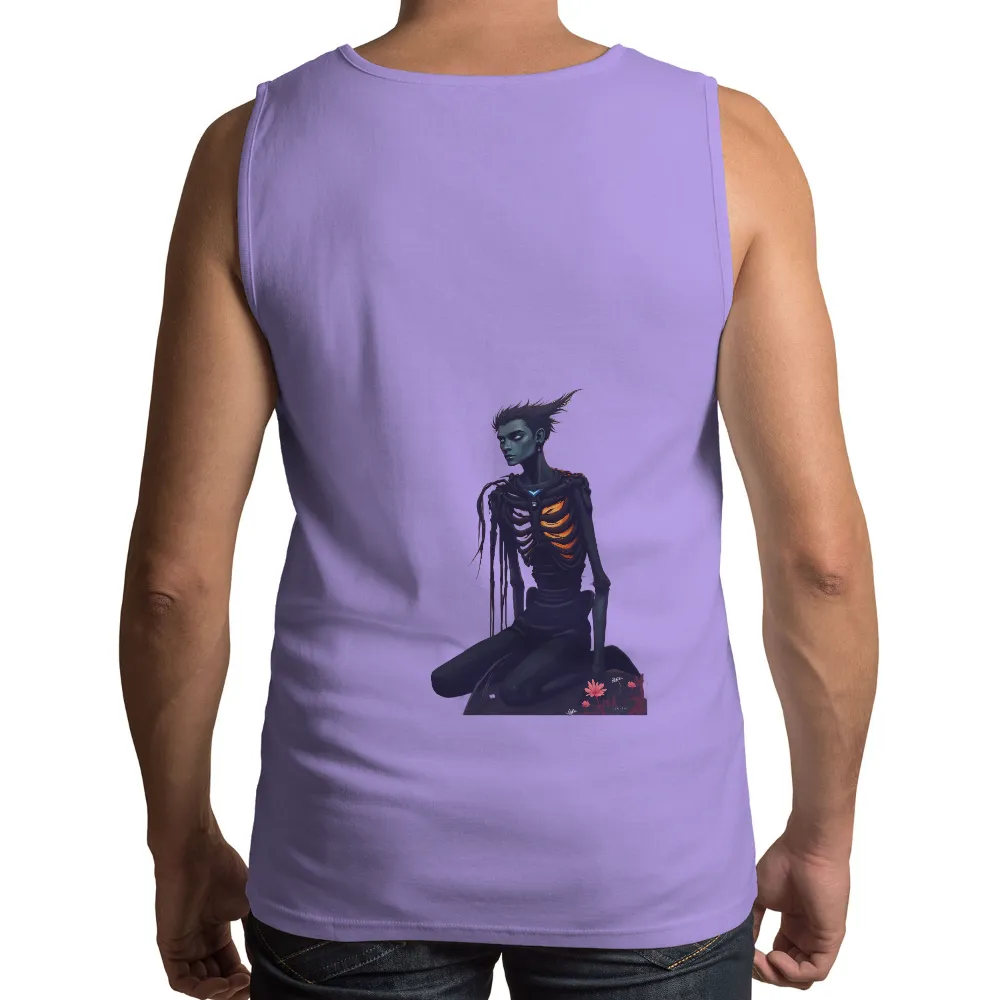 Customized Tee Shirts: Shadow Guardian - Artistic Design with Glowing Ribcage| cyberpunk style