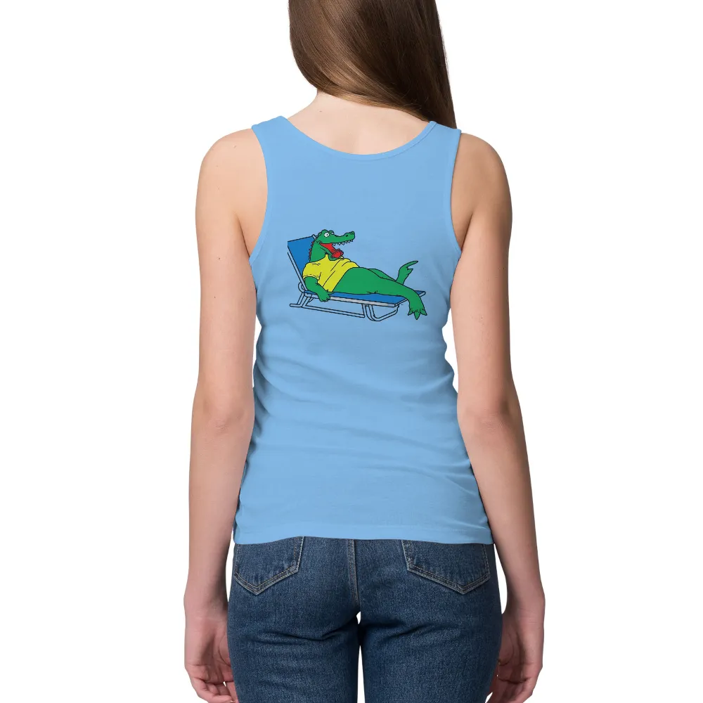 Customized Tee Shirts: Relaxing Alligator - Summer Fun|petite knit anker's summer shirt