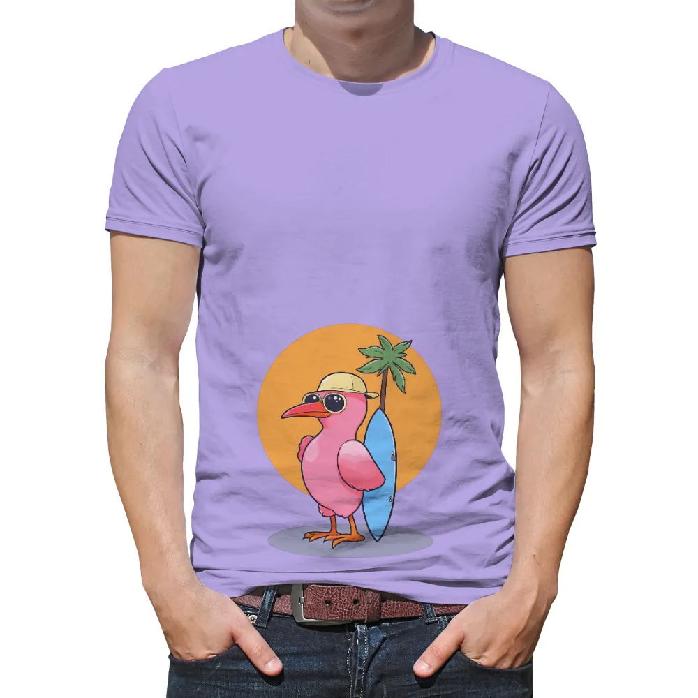 T-Shirts Design: Surfing Bird - Beach Adventure|summer walker graphic tee pink