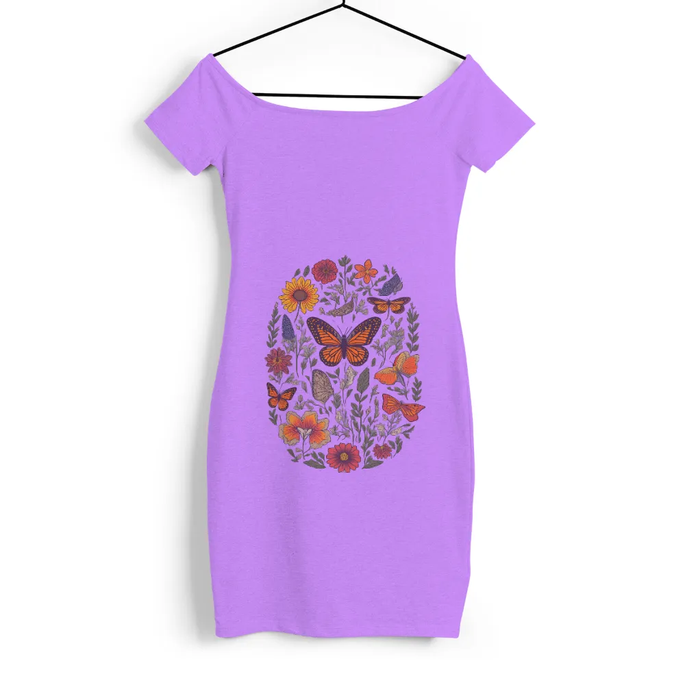 Custom Tee Shirts: Nature's Harmony - Butterfly and Flowers Design|life is good father's day t shirts