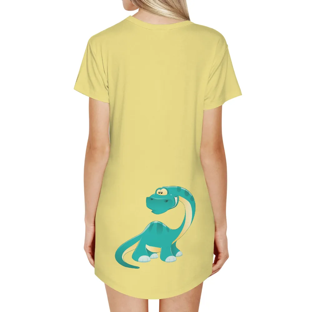 Custom T-Shirt Printing: Friendly Turquoise Dinosaur Design|mom and son matching dinosaur shirts