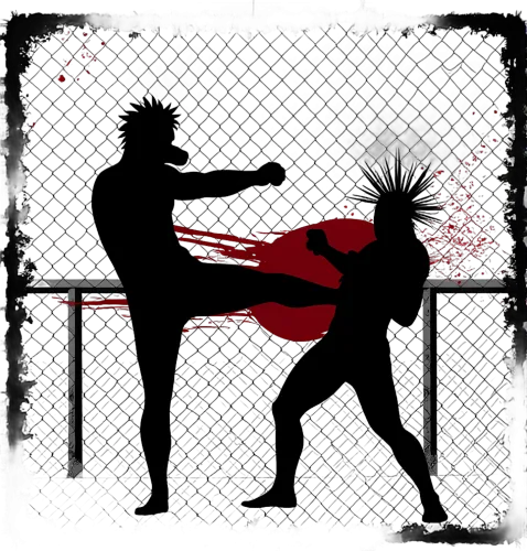 Graphic Tees: Intense Martial Arts Battle in the Octagon