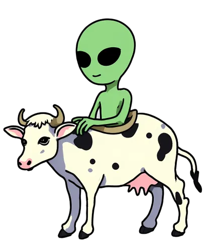 Shirts Graphic Tees: Alien Cow Friendship - Whimsical Humor Design