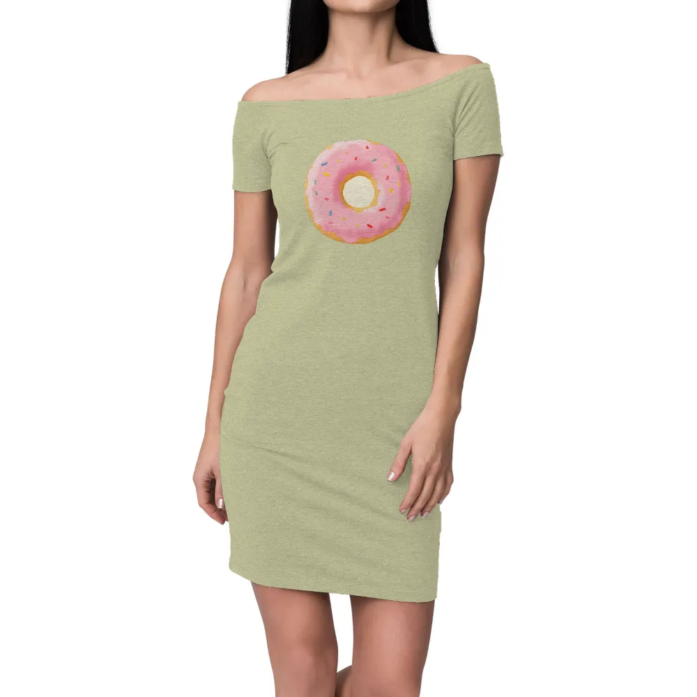 T-Shirts Pattern: Whimsical Pink Doughnut with Sprinkles| Nostalgic doughnut pattern