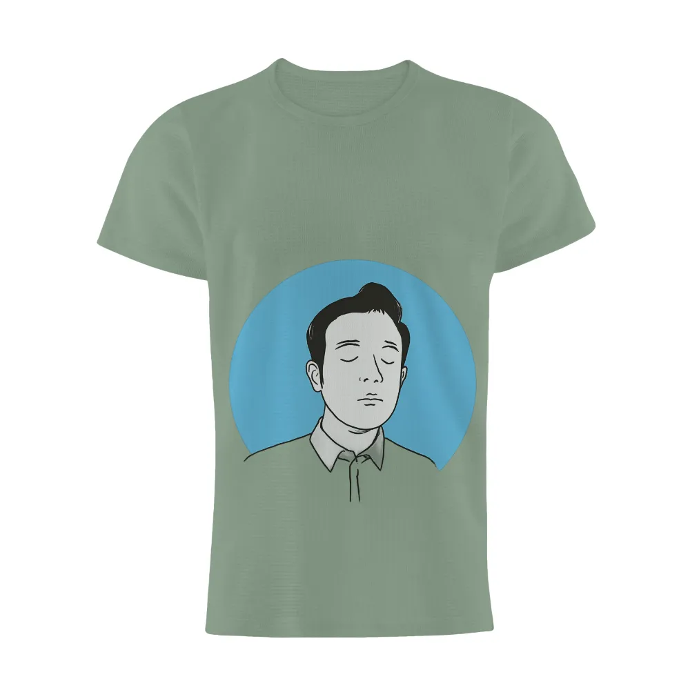 Custom Tee Shirts: Embrace Serenity with Minimalist Design| Blue background on T-shirt symbolizing tranquility and peace