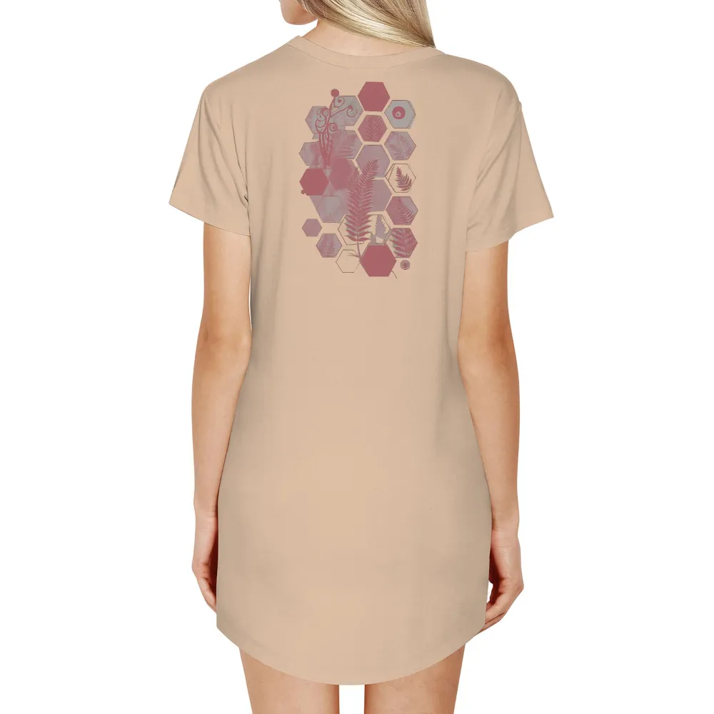 T-Shirts Custom: Ferns & Hexagons in Pink Hues|Ferns and hexagons in pink hues