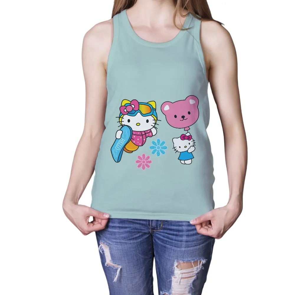 TShirt Design: Beach Adventure with Kitty and Friends|summer shirts that hide your belly