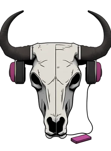 Custom Tee Shirts: Bull Skull with Headphones - Music Lover's Artistic Design