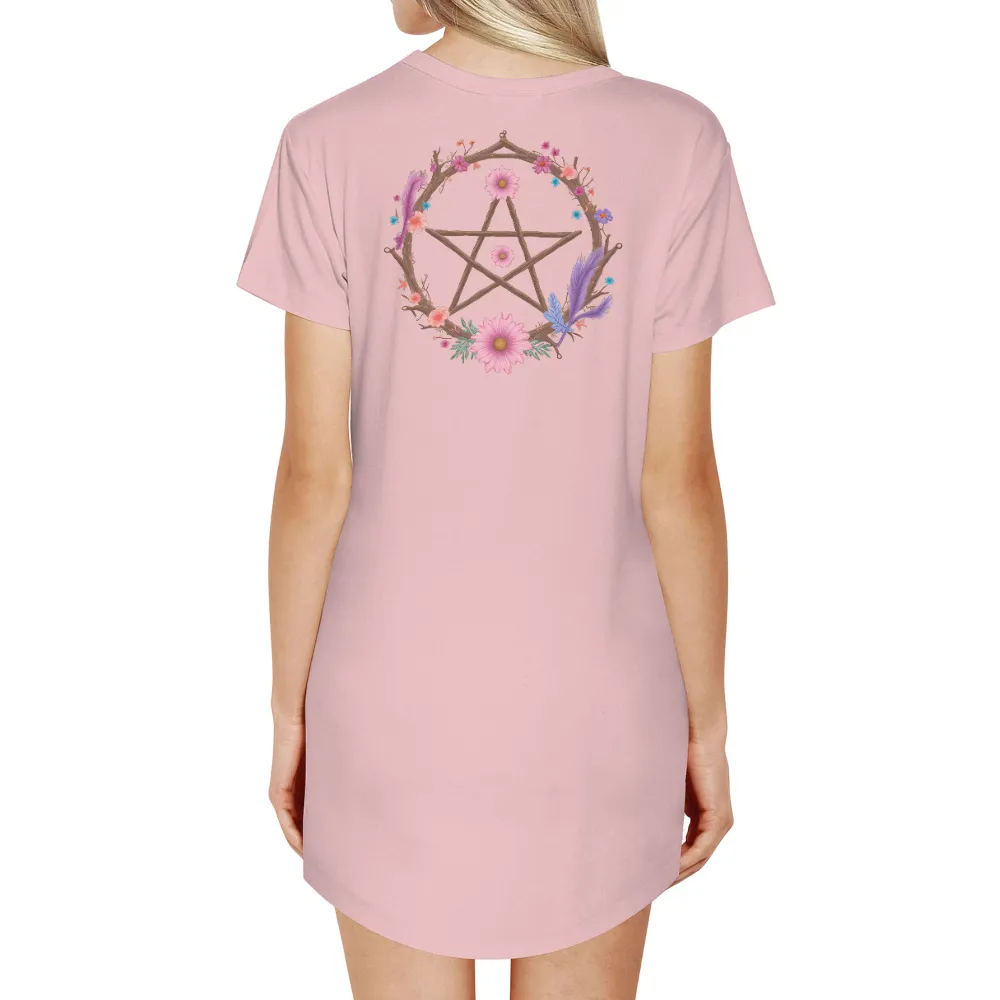 Customized Tee Shirts: Nature's Pentagram - Artistic Designs|knit top with feathers