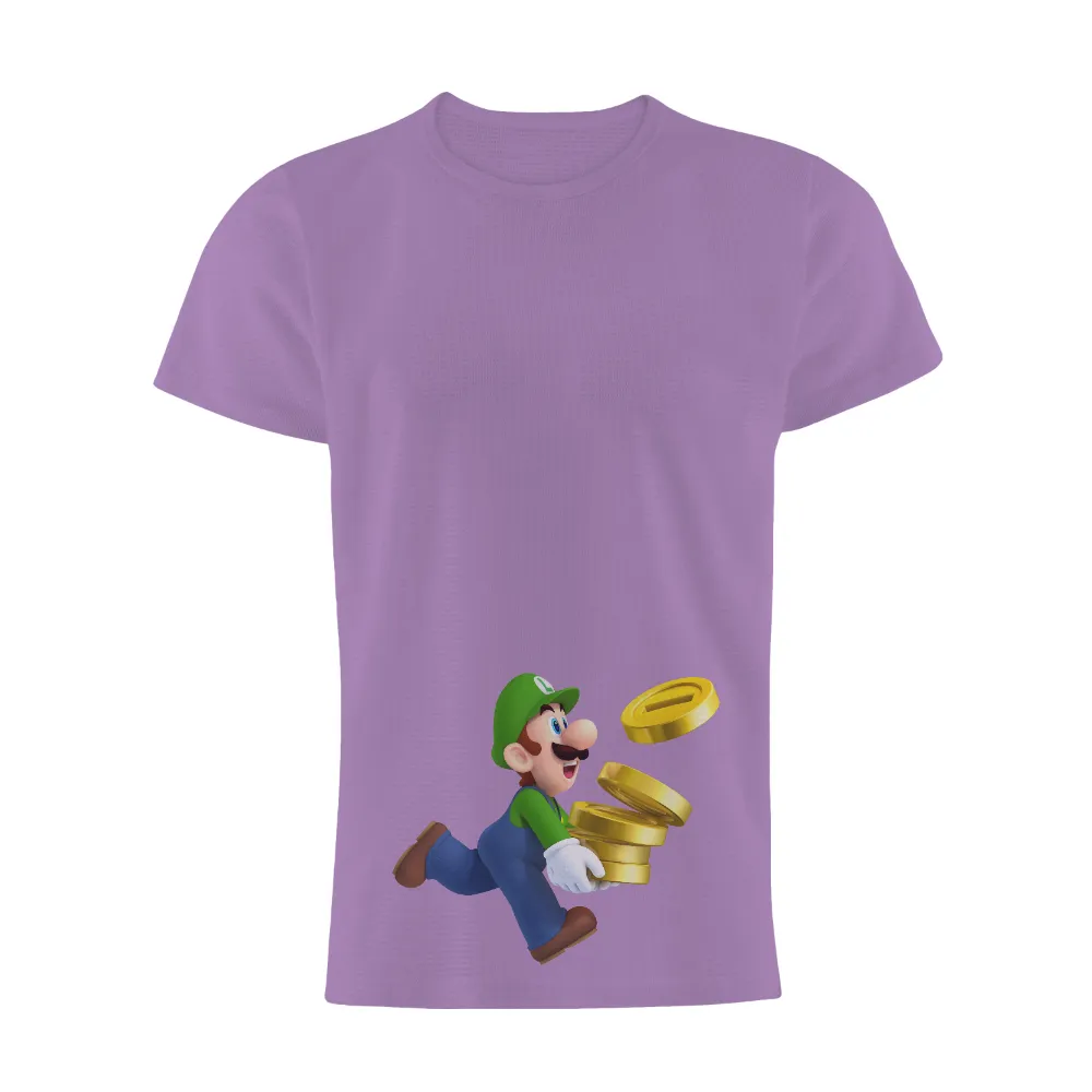 TShirt Design: Luigi's Adventure with Golden Coins|men's haggar classic fit premium comfort spread collar dress