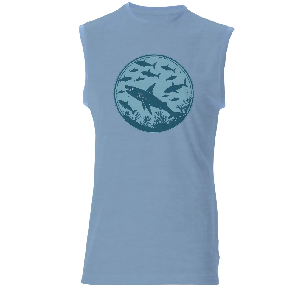 T-Shirt Printing: Shark Adventure | Minimalist Ocean Design|majestic shark