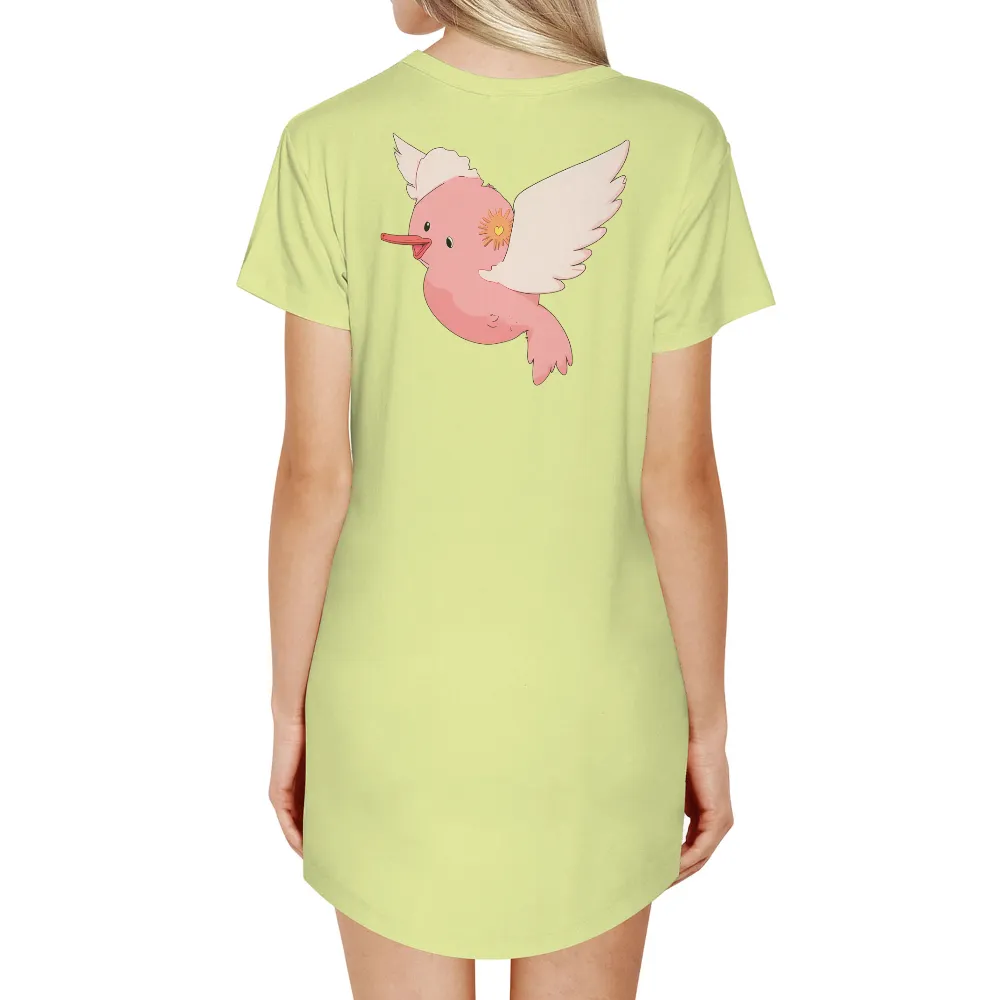 Whimsical Pink Bird with Heart-Shaped Eye Design|cute diy shirts for summer