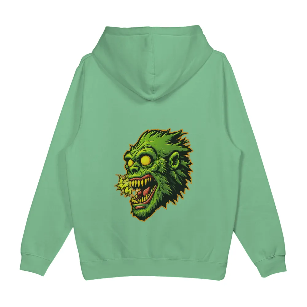 T-Shirts Design: Werewolf Horror Fantasy Art|Menacing werewolf with glowing yellow eyes