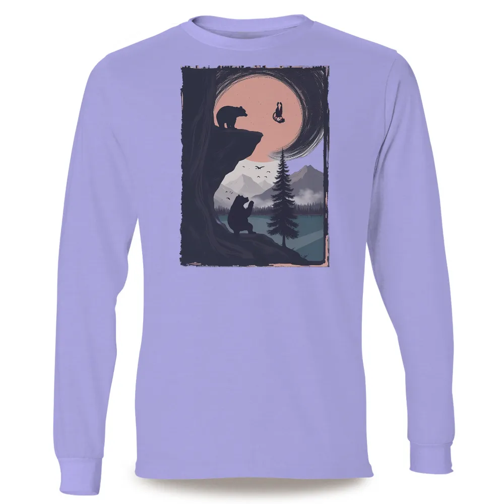 TShirt Design: Bears and Moon - Explore the Surreal Landscape|t shirt painting on nature