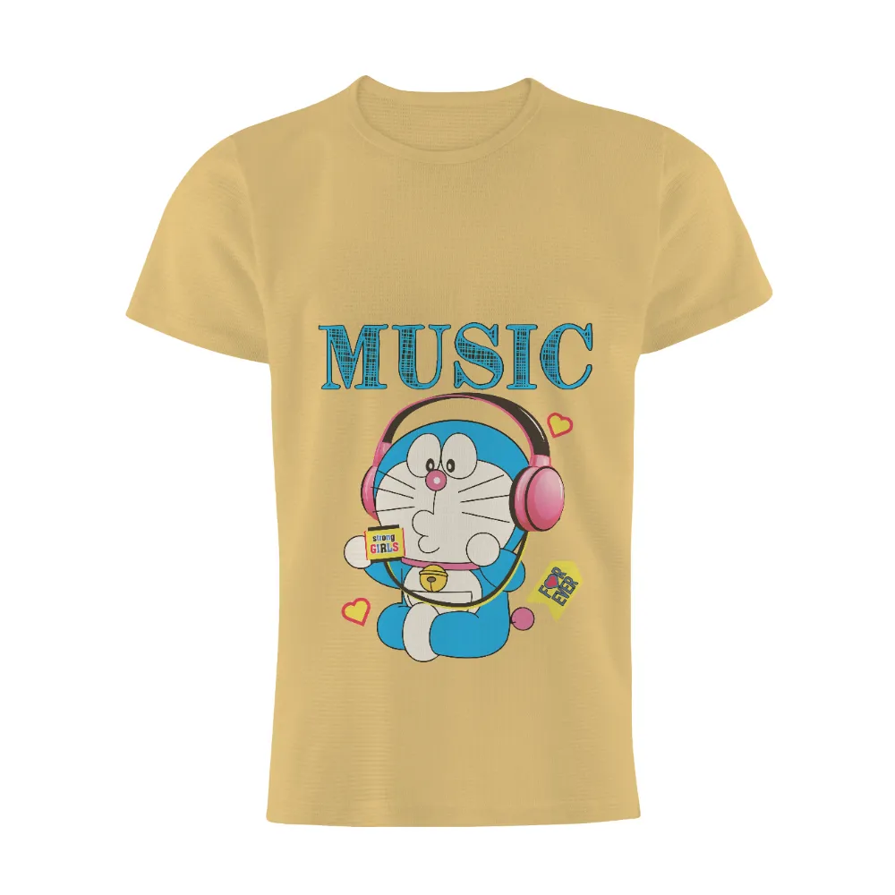 Tee Shirt Printing: Doraemon's Musical Adventure - Anime, Music, Futuristic|love valentine shirt