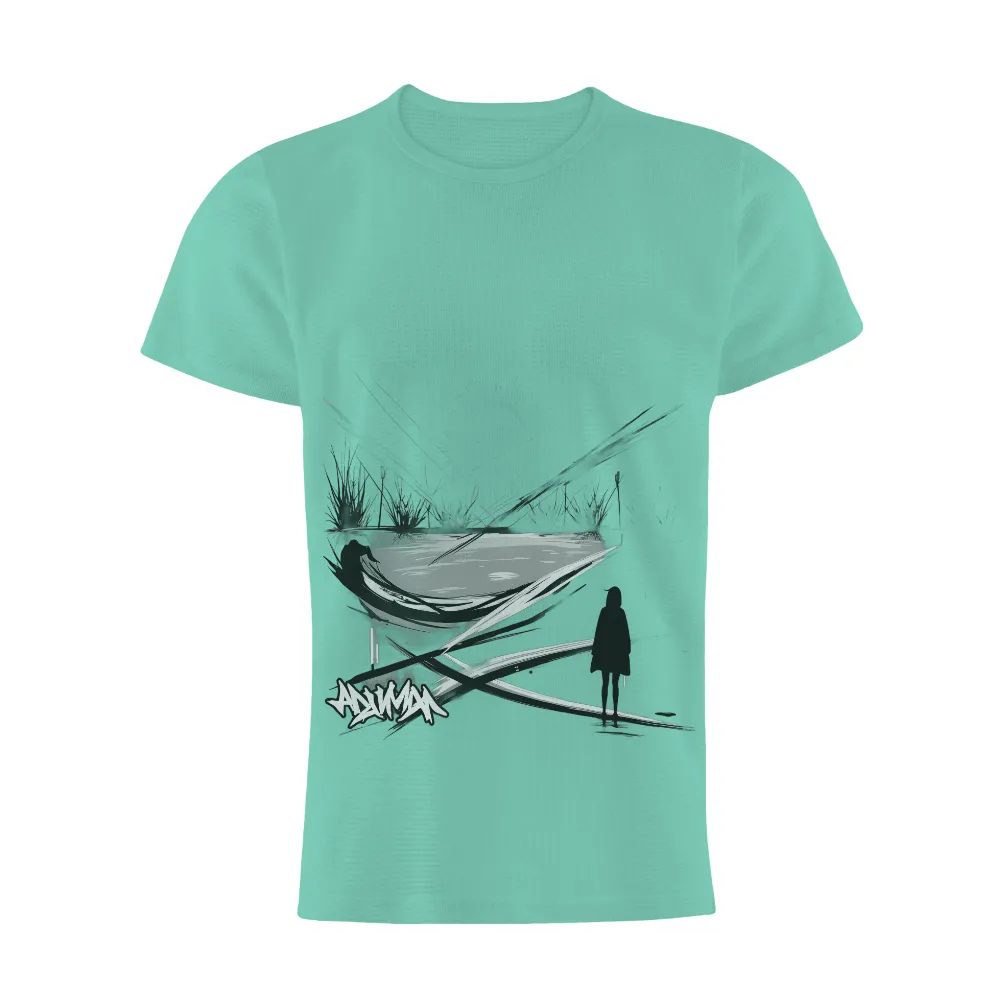 Shirts Graphic Tees: Luna's Mysterious Pond - Artistic Reflections|blue moon long sleeve t shirt