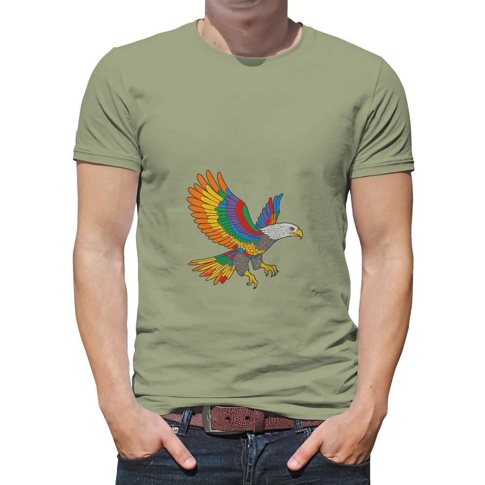 Custom Rainbow Eagle Design: Embracing Freedom, Diversity, and Unity|white t shirt rainbow stripe