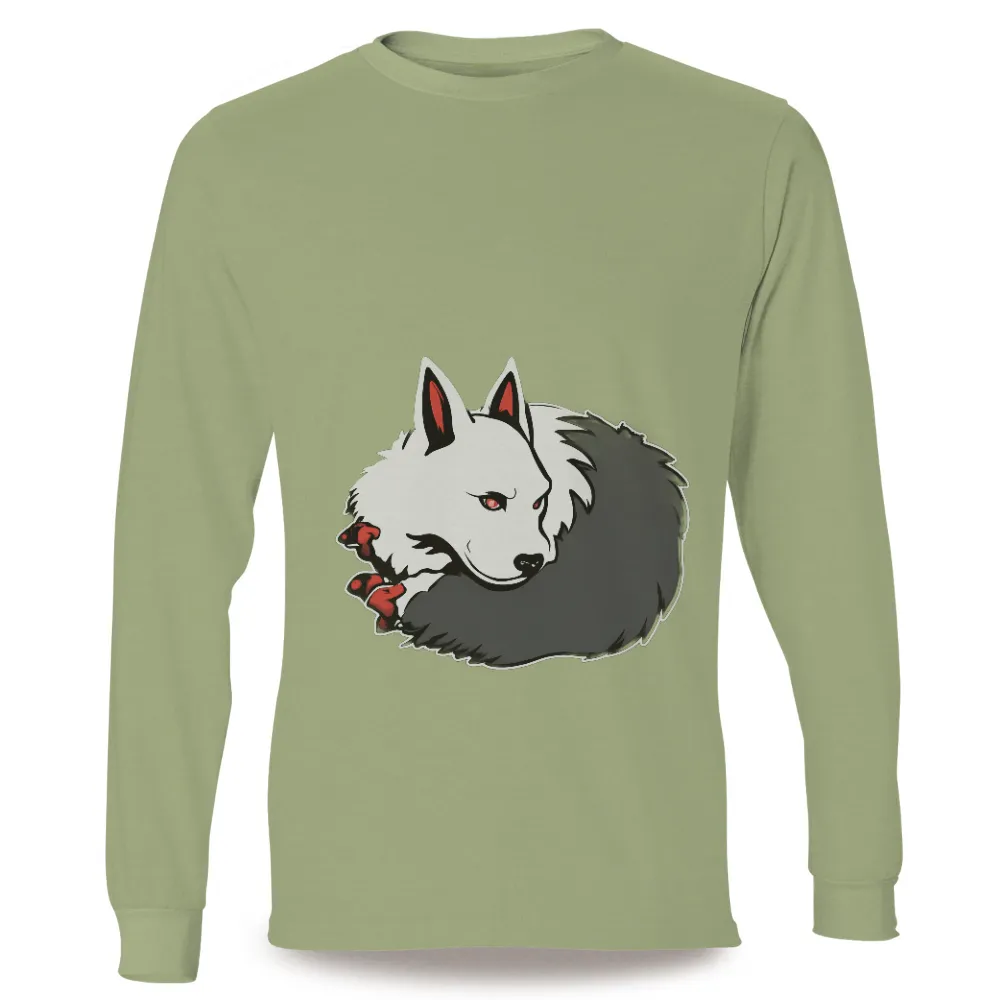 T-Shirts Pattern: Enigmatic Wolf with Red Eyes|lone wolf