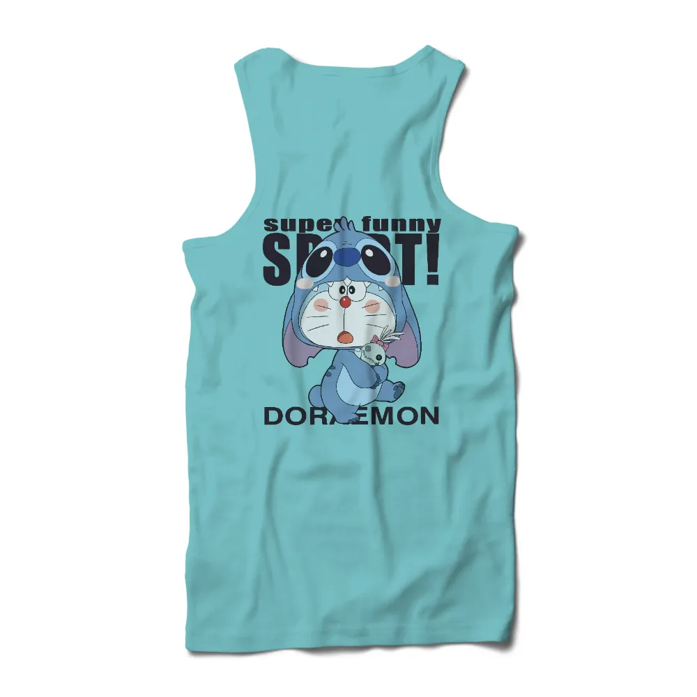 Custom T-Shirt Printing: Super Funny Doraemon in Stitch Costume|stitch art t shirt printing & embroidery