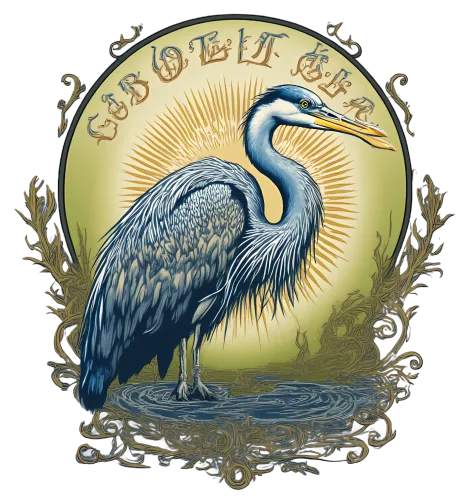 Custom Design Featuring Heron Nature Tranquility Art