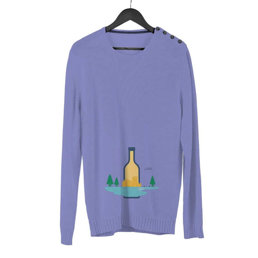 TShirt Design: Bottle City - Nature Meets Urban Life| small airplane