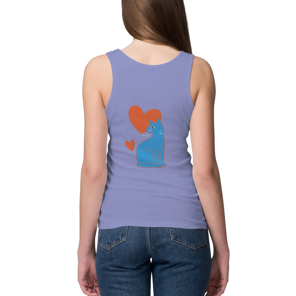 Graphic Tees: Blue Cat with Orange Heart - Unique Perspective and Love|love for 3 shirts damar