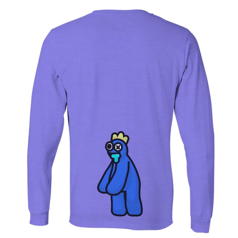 T-Shirts Pattern: Quirky Blue Character with Yellow Crown|roblox blood t shirt id