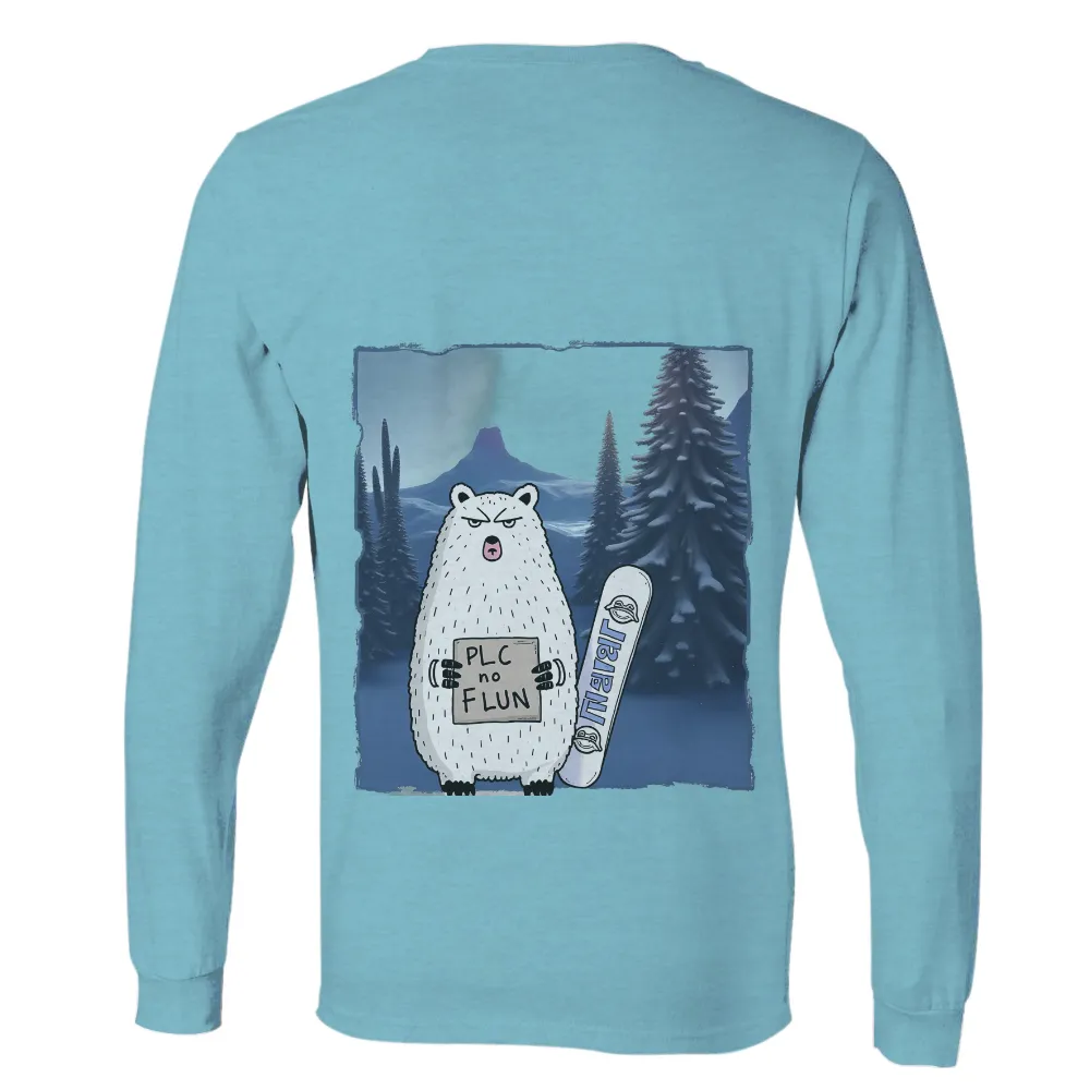 TShirt Design: Grumpy Bear's Winter Protest| bear with snowboard