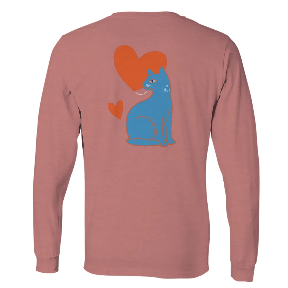 Graphic Tees: Blue Cat with Orange Heart - Unique Perspective and Love|2005 t shirt i love hot moms