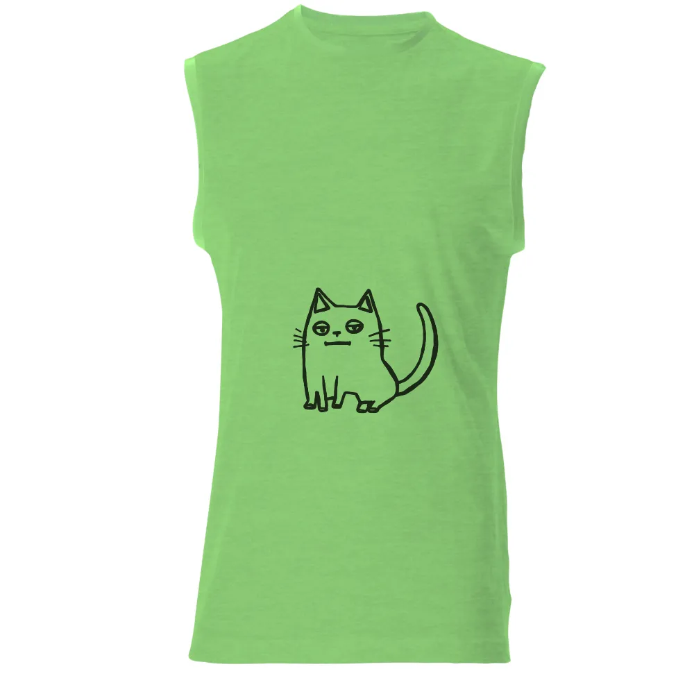 Tee Shirt Printing: Indifferent Cat Design|men's art cotton colorful printed loose casual shirts