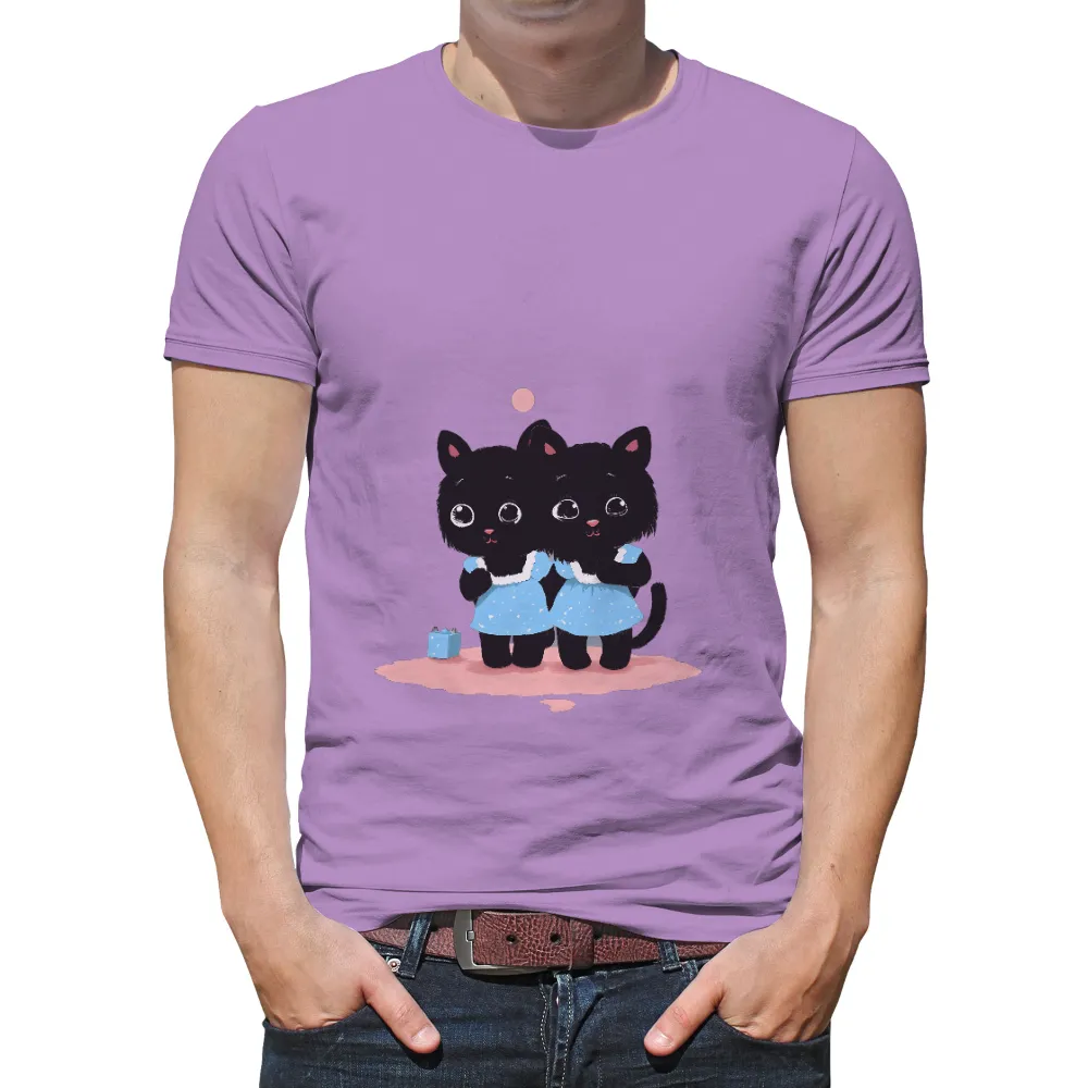 Shirts Graphic Tees: Adorable Kittens in Blue Dresses| kittens expressing mischief