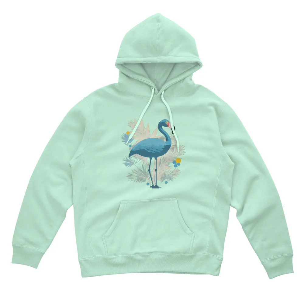 Customized Tee Shirts: Blue Flamingo - Nature's Elegance|navy blue and neon green shirt