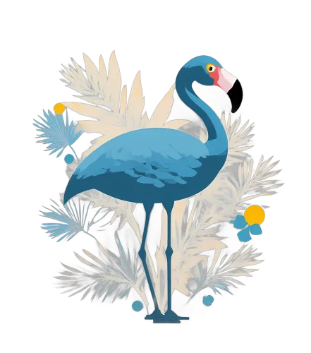 Customized Tee Shirts: Blue Flamingo - Nature's Elegance