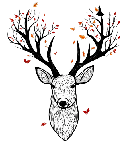 T-Shirts Pattern: Majestic Deer in Autumn Forest