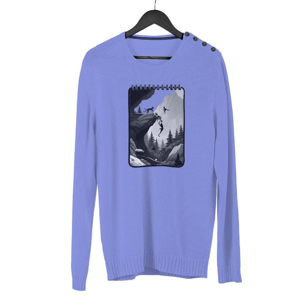 Custom Tee Shirts: Cats Climbing Cliff Adventure|fog essentials los angeles tee