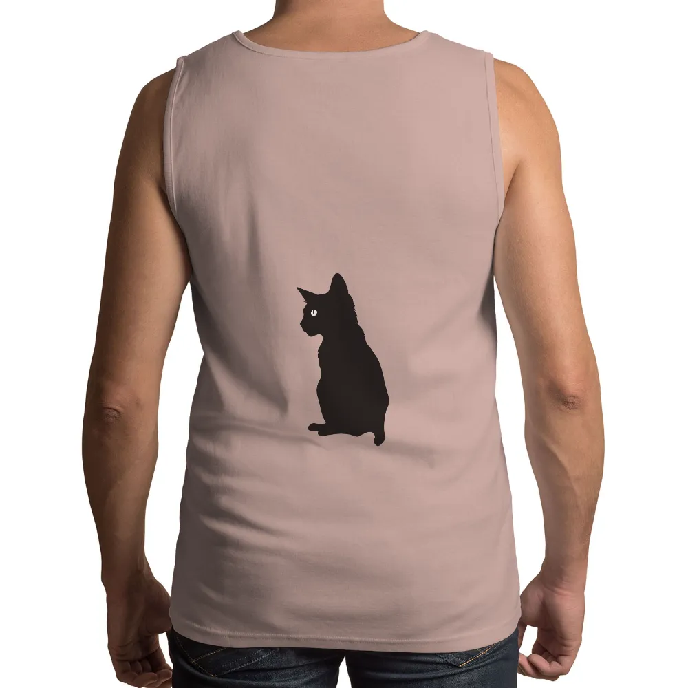 Tee Shirt Printing: Black Cat Silhouette with Glowing Eye - Artistic Design|l art du rien shirt