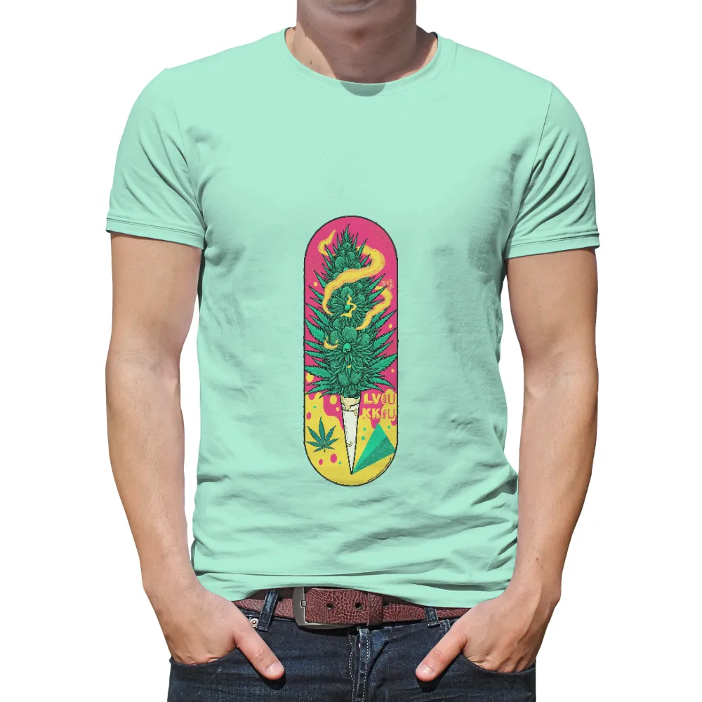 T-Shirts Pattern: Psychedelic Cannabis Pop Art| Yellow geometric shapes