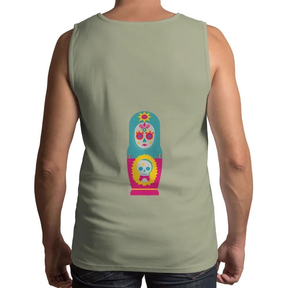 Cultural Fusion: Sugar Skull Matryoshka Art|neon festival t shirt