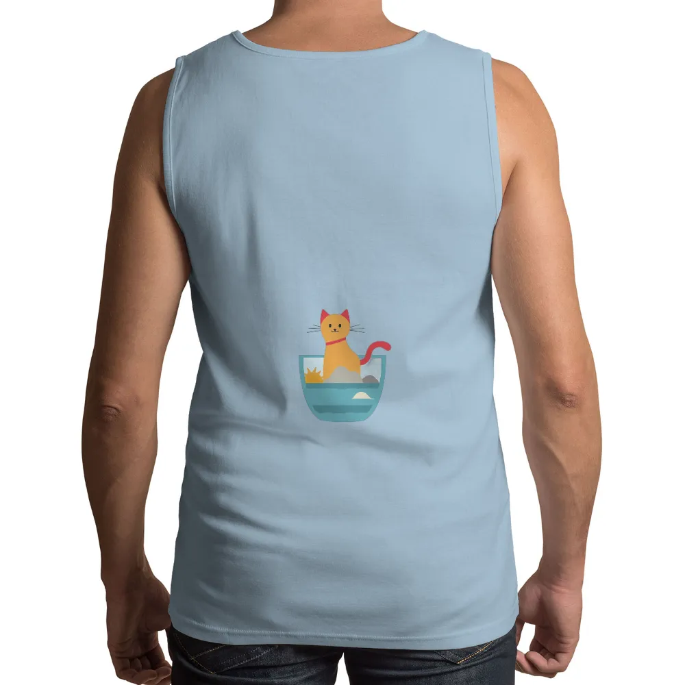 TShirt Printing: Serene Beach Cat - Find Joy in Simple Moments|mens beach hawaiian shirt